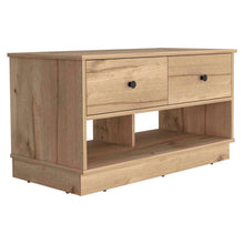 Load image into Gallery viewer, 36" Natural and Oak Wood Storage Bench With Drawers Shoe Storage And Shelves