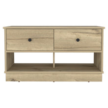 Load image into Gallery viewer, 36" Natural and Oak Wood Storage Bench With Drawers Shoe Storage And Shelves