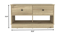 Load image into Gallery viewer, 36" Natural and Oak Wood Storage Bench With Drawers Shoe Storage And Shelves