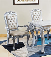 Load image into Gallery viewer, Tufted Upholstered Faux Leather And Wood Dining Arm Chairs (Set of 2) - White