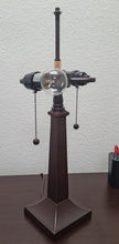 Load image into Gallery viewer, 21" Dark Brown Metal Two Light Candlestick Table Lamp With Beige Shade