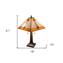 Load image into Gallery viewer, 21" Dark Brown Metal Two Light Candlestick Table Lamp With Beige Shade