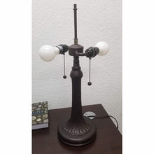 Load image into Gallery viewer, 23" Dark Brown Metal Two Light Candlestick Table Lamp With White Shade
