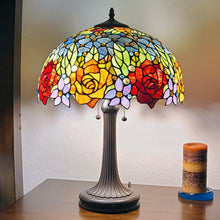 Load image into Gallery viewer, 24" Dark Brown Metal Two Light Candlestick Table Lamp With Orange Shade