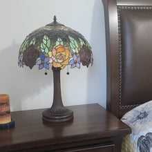 Load image into Gallery viewer, 24" Dark Brown Metal Two Light Candlestick Table Lamp With Orange Shade