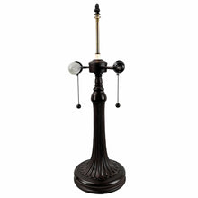 Load image into Gallery viewer, 24" Dark Brown Metal Two Light Candlestick Table Lamp With Orange Shade