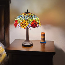 Load image into Gallery viewer, 24" Dark Brown Metal Two Light Candlestick Table Lamp With Orange Shade