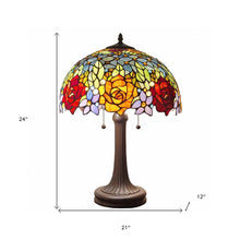 Load image into Gallery viewer, 24" Dark Brown Metal Two Light Candlestick Table Lamp With Orange Shade