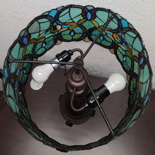 Load image into Gallery viewer, 22" Dark Brown Metal Two Light Candlestick Table Lamp With Green Shade