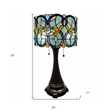 Load image into Gallery viewer, 22" Dark Brown Metal Two Light Candlestick Table Lamp With Green Shade