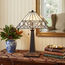Load image into Gallery viewer, 22" Dark Brown Metal Two Light Candlestick Table Lamp With White Shade