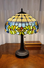 Load image into Gallery viewer, 23" Dark Brown Metal Two Light Candlestick Table Lamp With Green Shade
