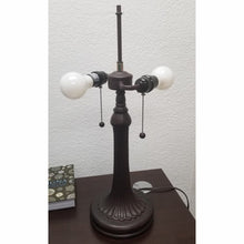 Load image into Gallery viewer, 23" Dark Brown Metal Two Light Candlestick Table Lamp With White Shade