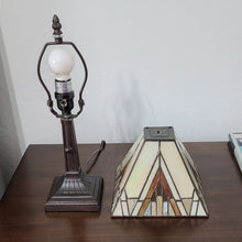 Load image into Gallery viewer, 15" Dark Brown Metal Candlestick Table Lamp With Beige Shade