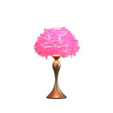 Load image into Gallery viewer, 24" Glam Hot Pink Feather and Gold Table Lamp