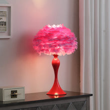 Load image into Gallery viewer, 24" Glam Hot Pink Feather and Red Table Lamp