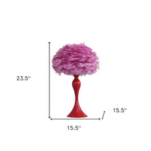 Load image into Gallery viewer, 24" Glam Hot Pink Feather and Red Table Lamp