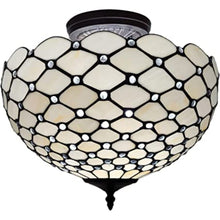 Load image into Gallery viewer, Black and White Tiffany Style Two Light Semi Flush Ceiling Lamp