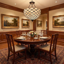 Load image into Gallery viewer, Black and White Tiffany Style Two Light Semi Flush Ceiling Lamp