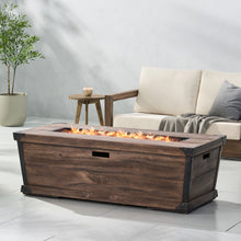 Load image into Gallery viewer, Outdoor Patio Rectangle Gas Burning Fire Pit 50, 000 Btu, Wood Pattern - Brown