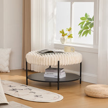 Load image into Gallery viewer, Modern Upholstered Round Ottoman Coffee Table With Storage Shelf