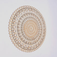 Load image into Gallery viewer, Floral Hand Carved Mandala Round Wall Decor - Brown / Antique White