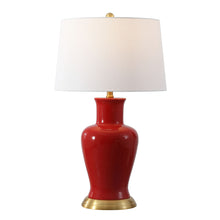 Load image into Gallery viewer, Urn Table Lamp With Drum Shade - Red / Gold