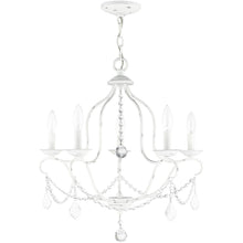 Load image into Gallery viewer, 24" Five Light Dimmable Chandelier With Shades - Antiqued White