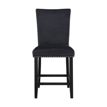 Load image into Gallery viewer, 25" Transitional Wood And Velvet Counter Height Bar Chairs (Set of 2) - Black