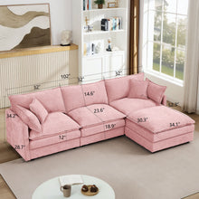 Load image into Gallery viewer, Modular L-Shaped Sectional Sofa With Movable Ottoman