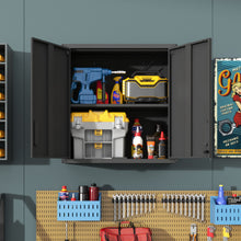Load image into Gallery viewer, Metal Wall Mounted Tool Storage Cabinet With 2 Locking Doors, Adjustable Shelf, And Drawer
