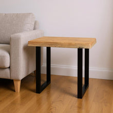 Load image into Gallery viewer, 24" Distressed Solid Wood And Iron Square End Table - Natural