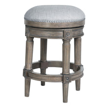 Load image into Gallery viewer, Solid Wood Swivel Backless Counter Height Bar Chair - Pearl Silver / Gray