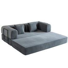 Load image into Gallery viewer, Convertible Sleeper Sofa Bed With Cylindrical Pillow, With Fixed Shape Frame