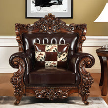 Load image into Gallery viewer, Faux Leather Tufted Wingback Chair - Espresso