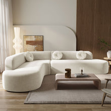 Load image into Gallery viewer, Extra Large Sectional Sofa Soft Fabric Upholstery, Elegant Curved Design With 3 Round Cushions, High - Resilience Foam For Ultimate Comfort - Beige