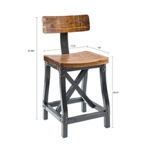 Load image into Gallery viewer, Industrial Counter Stool With Back Removable Solid Acacia - Amber