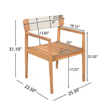 Load image into Gallery viewer, Creative Braided Acacia Wood Outdoor Dining Table And Chairs With Armrests (Set of 2) - Teak / White