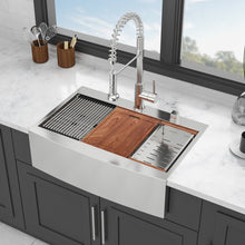 Load image into Gallery viewer, Modern Farmhouse, Drop In Workstation Kitchen Sink With Apron Front