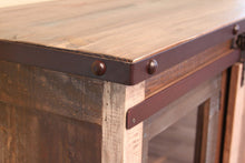 Load image into Gallery viewer, Wood Cabinet, Enclosed Storage Distressed TV Stand - Brown