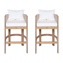 Load image into Gallery viewer, Modern Matera Barstool (Set of 2) With Wraparound Back And Rope - Teak / Beige