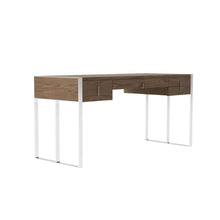Load image into Gallery viewer, 62" Brown and Silver Writing Desk With Four Drawers