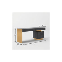 Load image into Gallery viewer, 63" Gray and Gold Writing Desk With Four Drawers