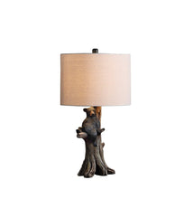 Load image into Gallery viewer, 25" Black Bear in a Tree Table Lamp With Beige Shade