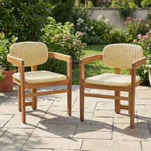 Load image into Gallery viewer, Outdoor Accent Armchairs For Patio (Set of 2) - Natural / Teak