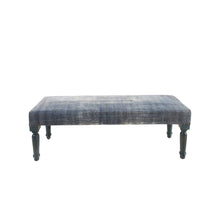 Load image into Gallery viewer, 47" Blue And Cream Abstract Design Blue Leg Upholstered Bench