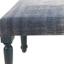 Load image into Gallery viewer, 47" Blue And Cream Abstract Design Blue Leg Upholstered Bench