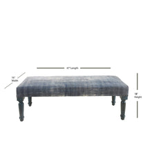 Load image into Gallery viewer, 47" Blue And Cream Abstract Design Blue Leg Upholstered Bench