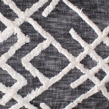 Load image into Gallery viewer, 47" Gray And White Geometric Cotton Upholstered Distressed Bench