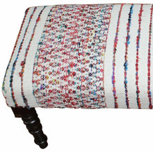 Load image into Gallery viewer, 47" Ivory Red and Pink Black Leg Chevron Stripe Upholstered Bench